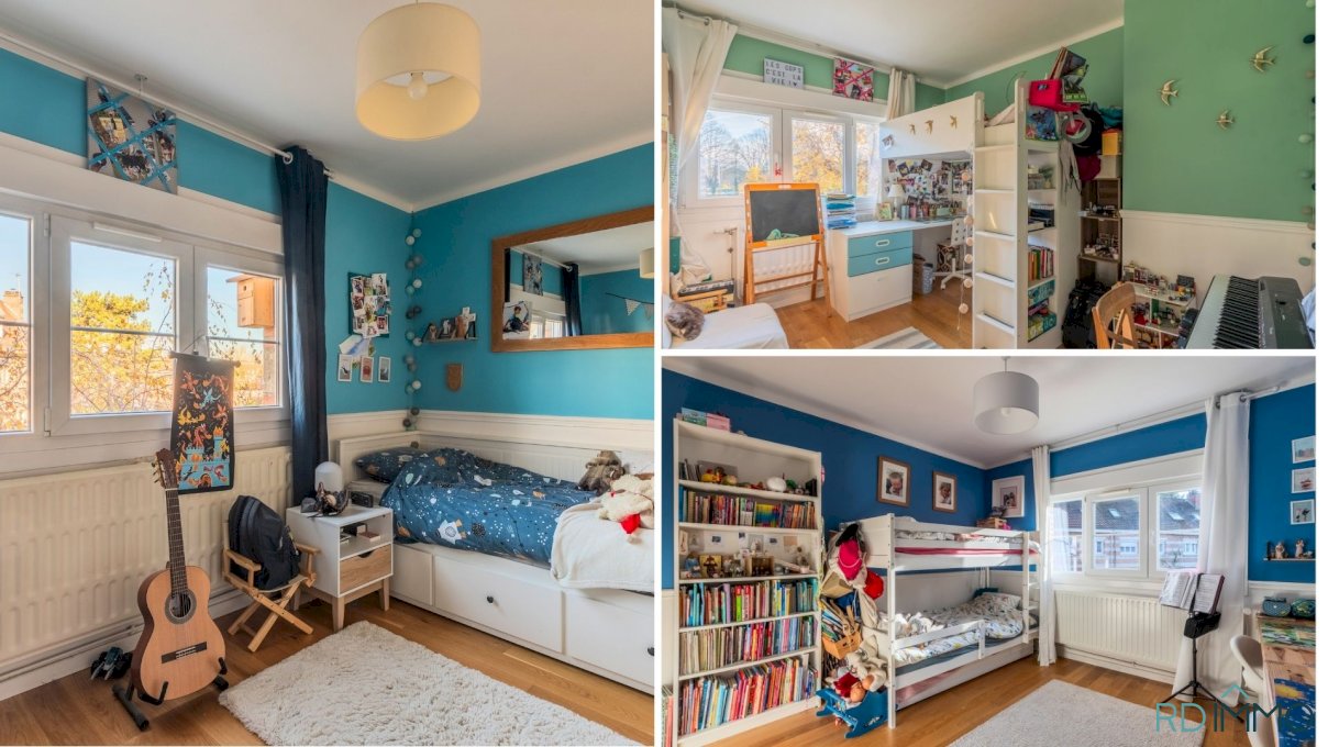 Semi-individuelle, 4 chambres, bureau, garage et jardin Sud
