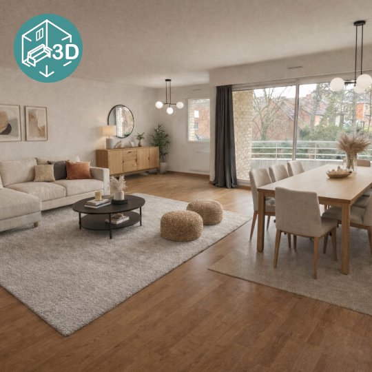 Buisson : T4 avec terrasse plein Sud, garage boxe au calme Marcq-en-Baroeul